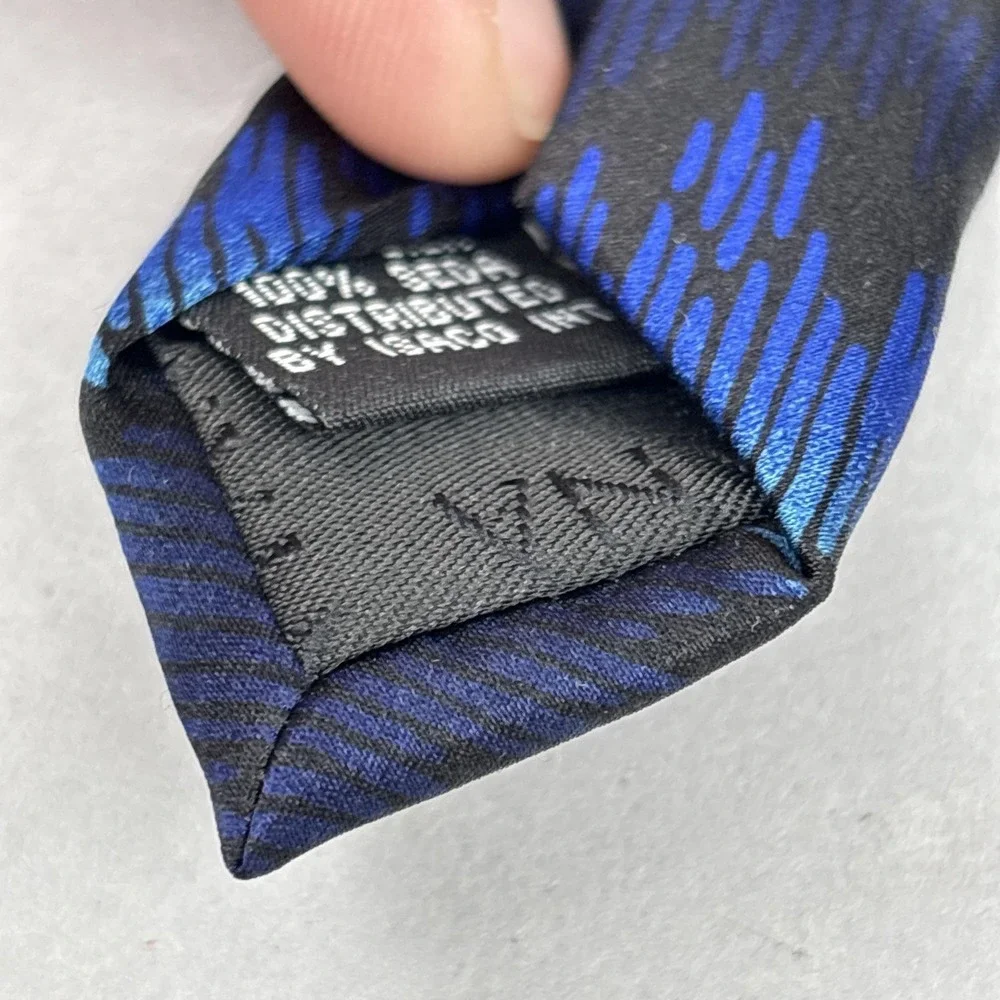 Carlos Santana Tie Mens One Size Blue Black Abstract Silk Necktie‎ 0103 VTG NWT